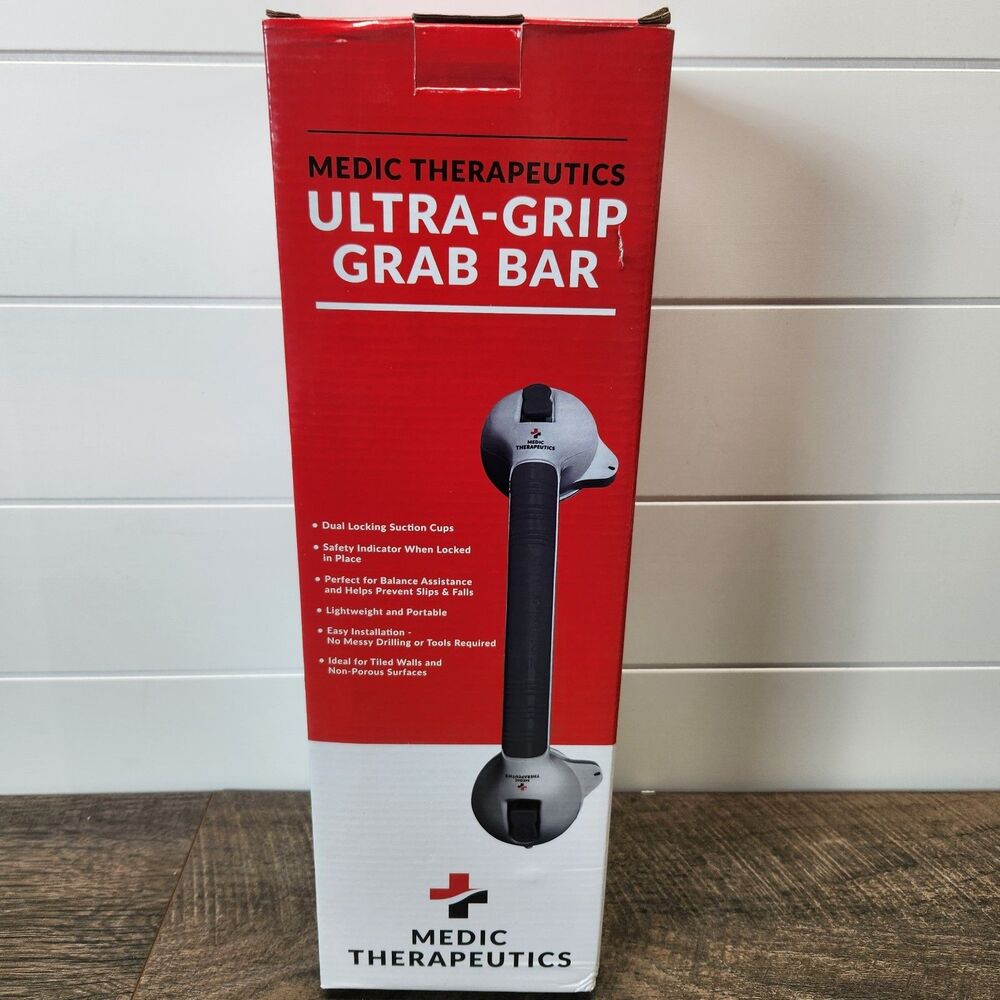 Medic Therapeutics 2 Handicapped Ultra Grip Grab Bars  New Silver White Gray